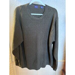Arrow Mens XL Olive Diamond Sweater Cotton Blend Crewneck Made In China